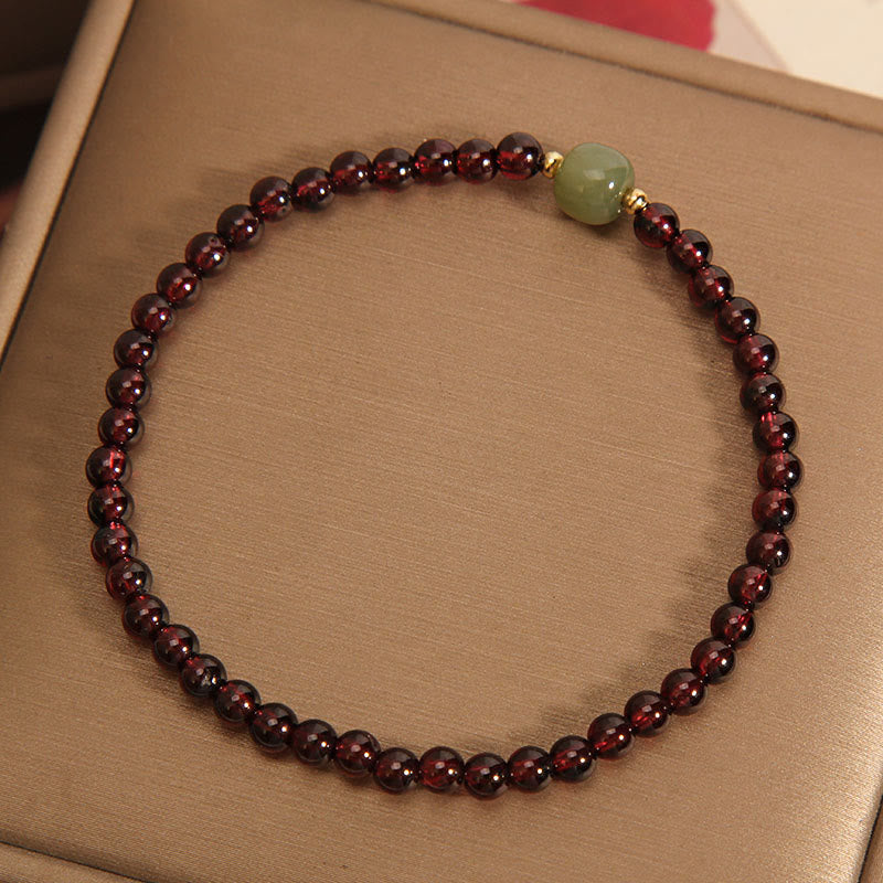 Pulsera de estabilidad con cuentas de jade hetiano y granate ultrafino de 3 mm de Buddha Stones