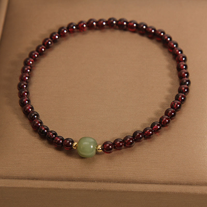 Pulsera de estabilidad con cuentas de jade hetiano y granate ultrafino de 3 mm de Buddha Stones