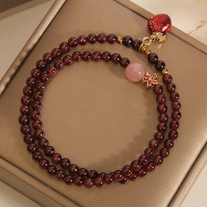 Pulsera de protección con forma de flor de campana y granate ultrafino de 3 mm con Buddha Stones naturales