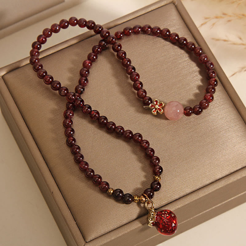 Pulsera de protección con forma de flor de campana y granate ultrafino de 3 mm con Buddha Stones naturales