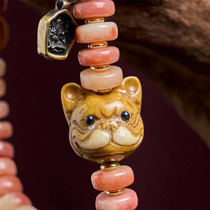 Pulsera de la suerte con cuentas de sangre morada de hueso de camello tibetano natural de Buddha Stones