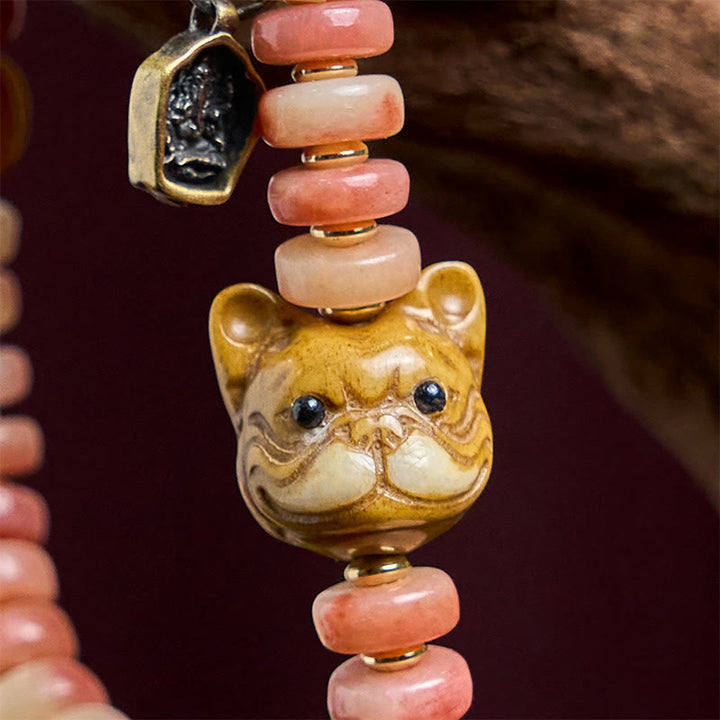 Pulsera de la suerte con cuentas de sangre morada de hueso de camello tibetano natural de Buddha Stones