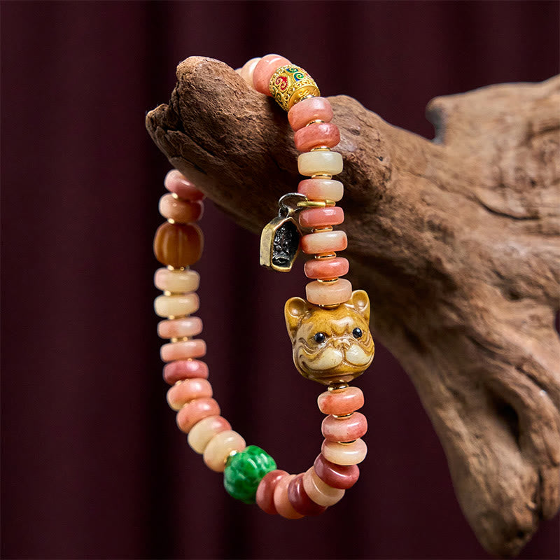 Pulsera de la suerte con cuentas de sangre morada de hueso de camello tibetano natural de Buddha Stones