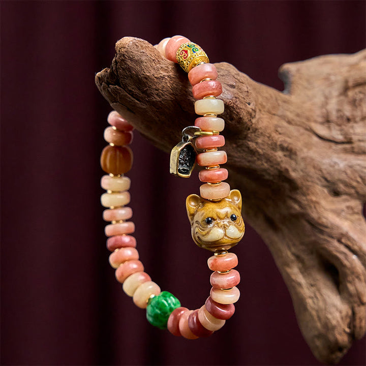 Pulsera de la suerte con cuentas de sangre morada de hueso de camello tibetano natural de Buddha Stones