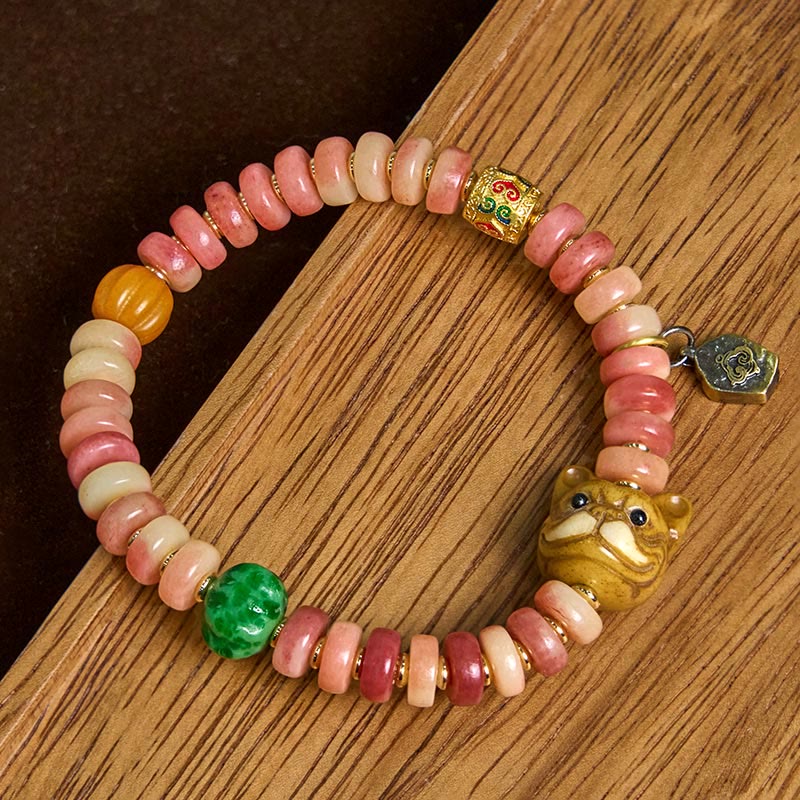 Pulsera de la suerte con cuentas de sangre morada de hueso de camello tibetano natural de Buddha Stones