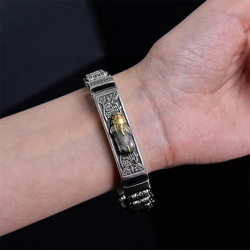 Pulsera de metal Pi Xiu con hebilla de cobre tibetano y Buddha Stones, rueda de oración y Sutra del Corazón