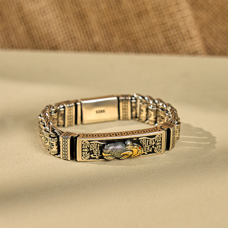 Pulsera de metal Pi Xiu con hebilla de cobre tibetano y Buddha Stones, rueda de oración y Sutra del Corazón