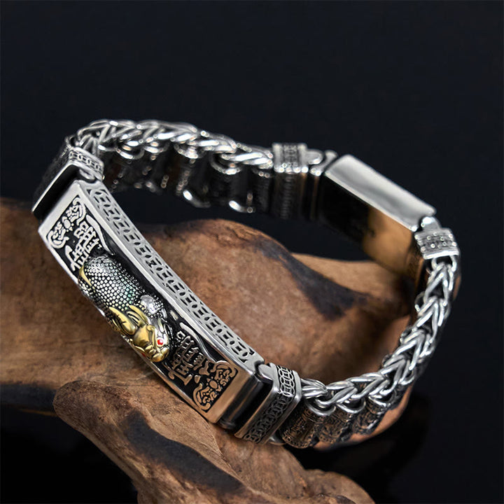 Pulsera de metal Pi Xiu con hebilla de cobre tibetano y Buddha Stones, rueda de oración y Sutra del Corazón