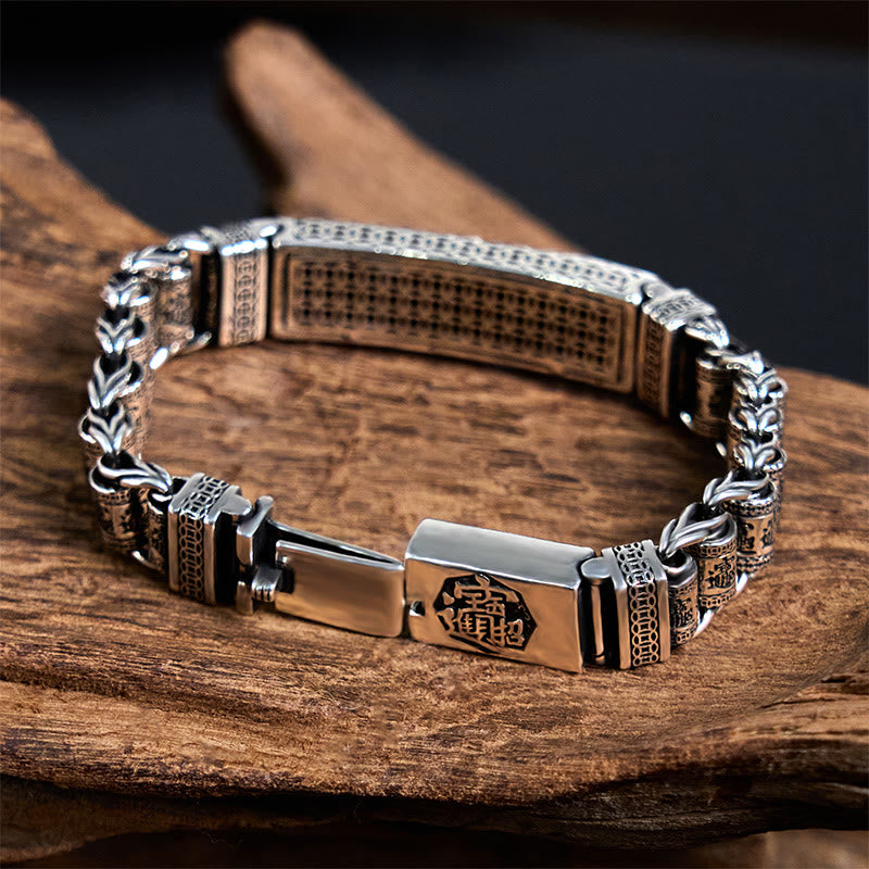 Pulsera de metal Pi Xiu con hebilla de cobre tibetano y Buddha Stones, rueda de oración y Sutra del Corazón