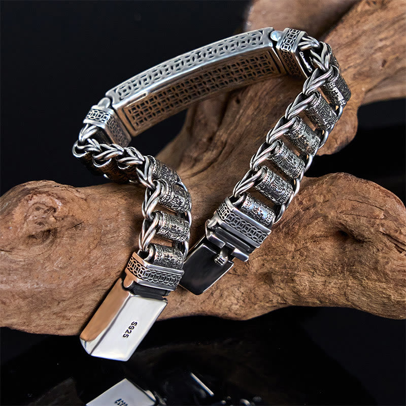 Pulsera de metal Pi Xiu con hebilla de cobre tibetano y Buddha Stones, rueda de oración y Sutra del Corazón