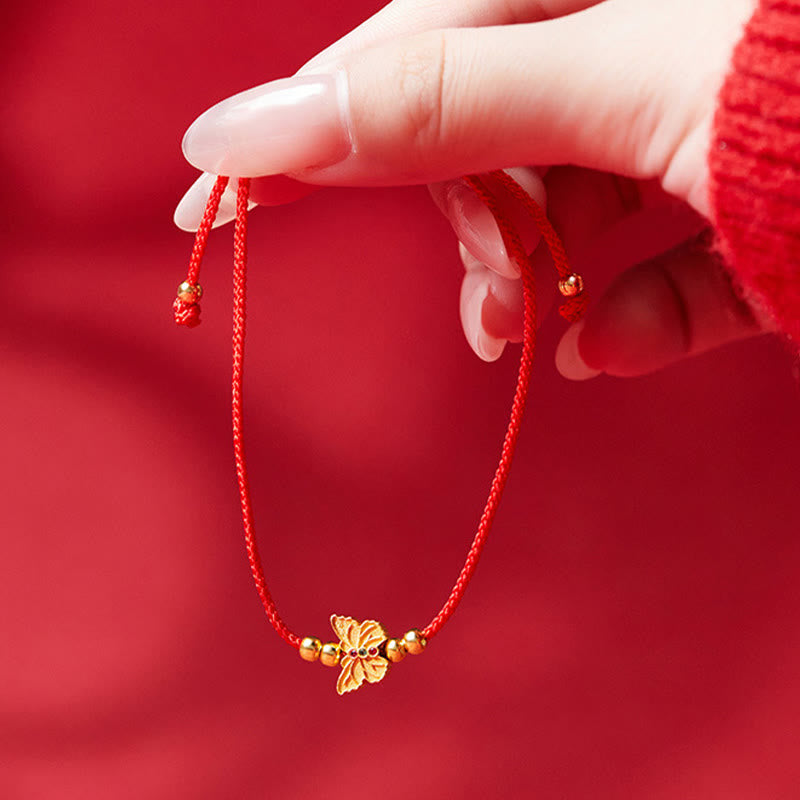 Pulsera de fuerza con hilo rojo y mariposa de plata de ley 999 Buddha Stones - image 3