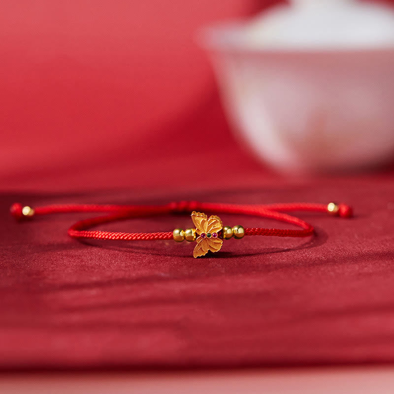 Pulsera de fuerza con hilo rojo y mariposa de plata de ley 999 Buddha Stones - Mariposa (circunferencia de la muñeca: 14-18 cm) - image 0