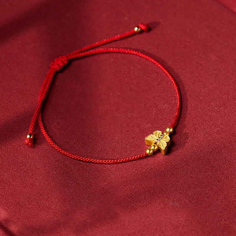 Pulsera de fuerza con hilo rojo y mariposa de plata de ley 999 Buddha Stones - image 2