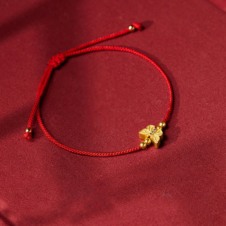 Pulsera de fuerza con hilo rojo y mariposa de plata de ley 999 Buddha Stones - image 2