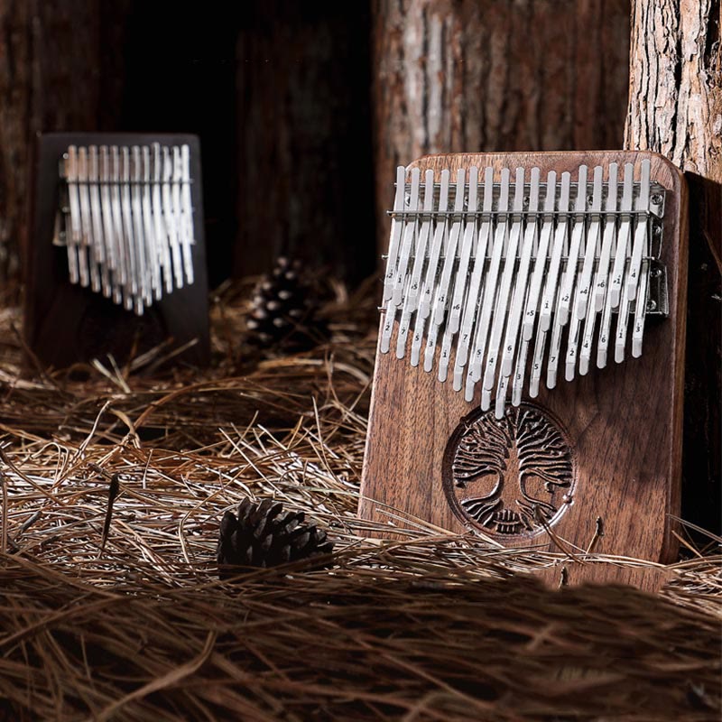 Kalimba Piano de pulgar de 34 teclas Diseño de árbol de la vida Piano de marimba de dedo portátil
