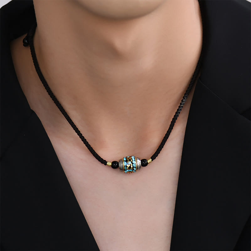 Collar con colgante giratorio de Buddha Stones tibetano con cuentas Dzi Om Mani Padme Hum - image 11