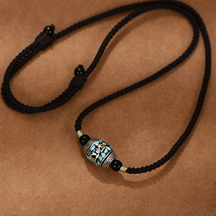 Collar con colgante giratorio de Buddha Stones tibetano con cuentas Dzi Om Mani Padme Hum - image 2