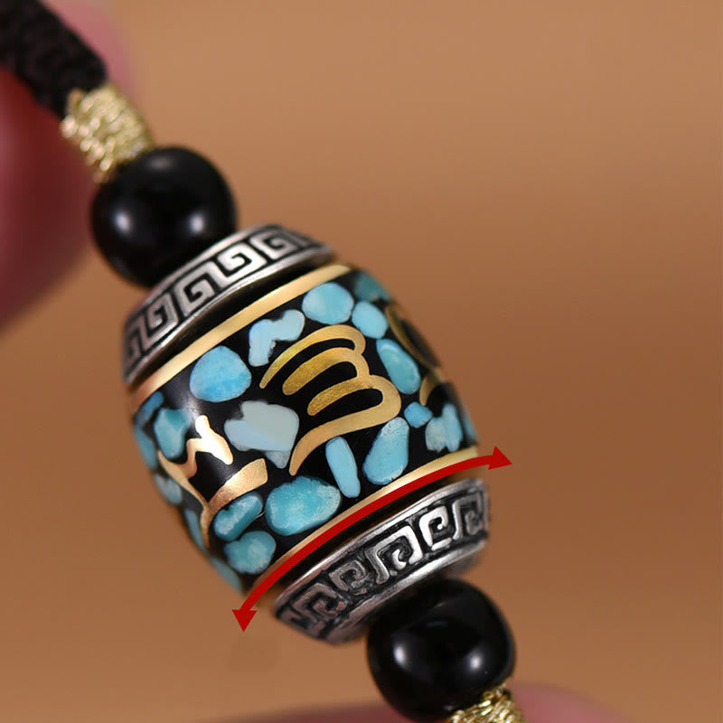 Collar con colgante giratorio de Buddha Stones tibetano con cuentas Dzi Om Mani Padme Hum - image 9