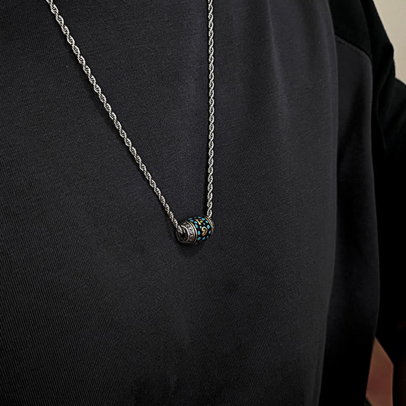 Collar con colgante giratorio de Buddha Stones tibetano con cuentas Dzi Om Mani Padme Hum - Cadena de acero de titanio y cuenta Dzi - image 12