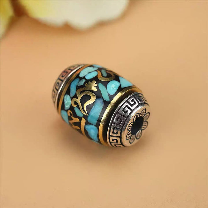 Collar con colgante giratorio de Buddha Stones tibetano con cuentas Dzi Om Mani Padme Hum - image 8