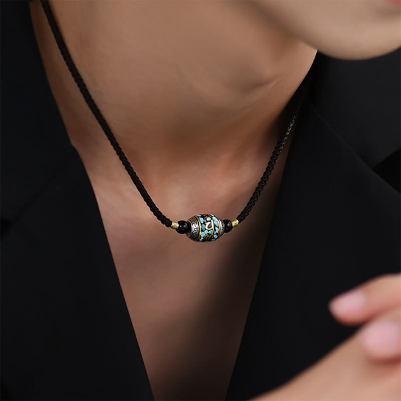 Collar con colgante giratorio de Buddha Stones tibetano con cuentas Dzi Om Mani Padme Hum - image 5