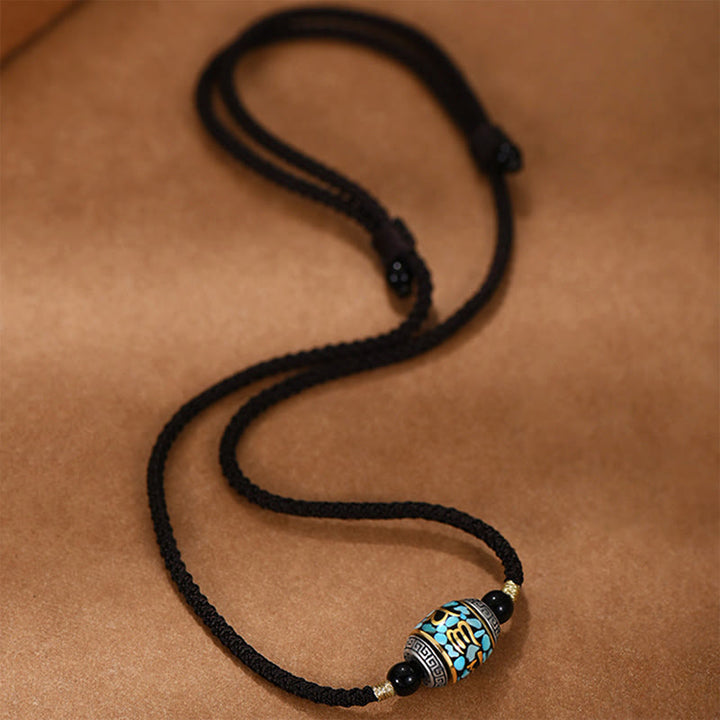 Collar con colgante giratorio de Buddha Stones tibetano con cuentas Dzi Om Mani Padme Hum - image 3