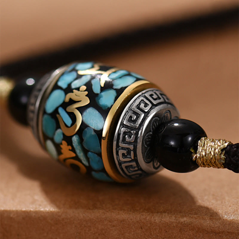 Collar con colgante giratorio de Buddha Stones tibetano con cuentas Dzi Om Mani Padme Hum - image 4