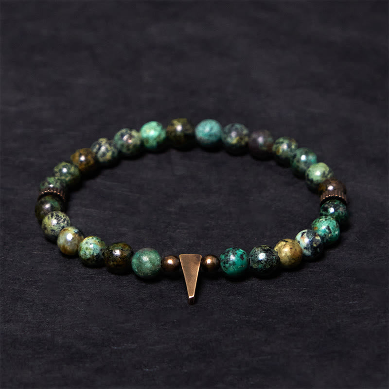 Pulsera de equilibrio de cobre turquesa con diseño desgastado vintage de Buddha Stones