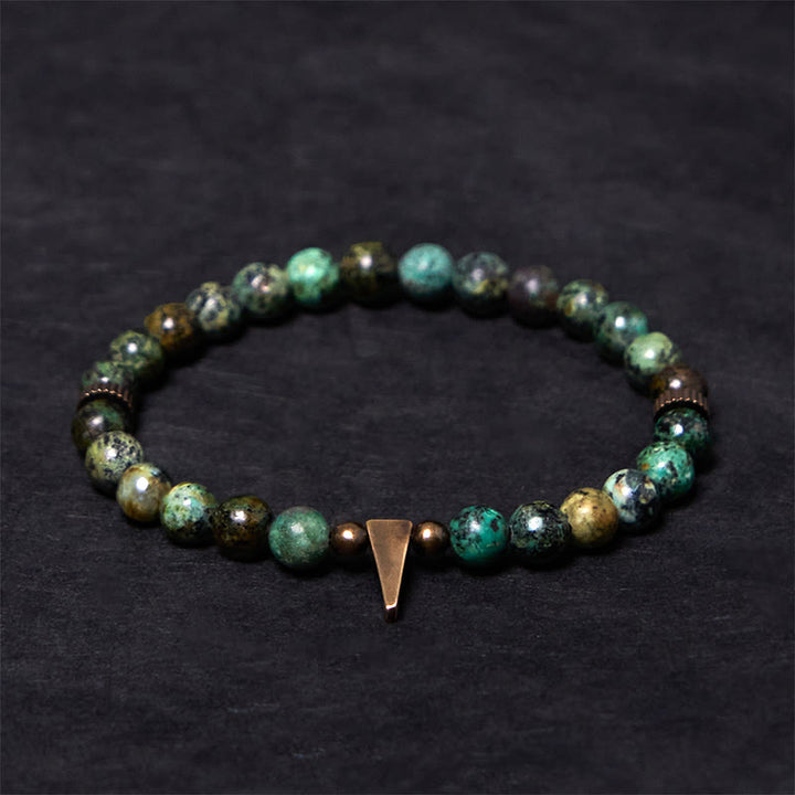 Pulsera de equilibrio de cobre turquesa con diseño desgastado vintage de Buddha Stones