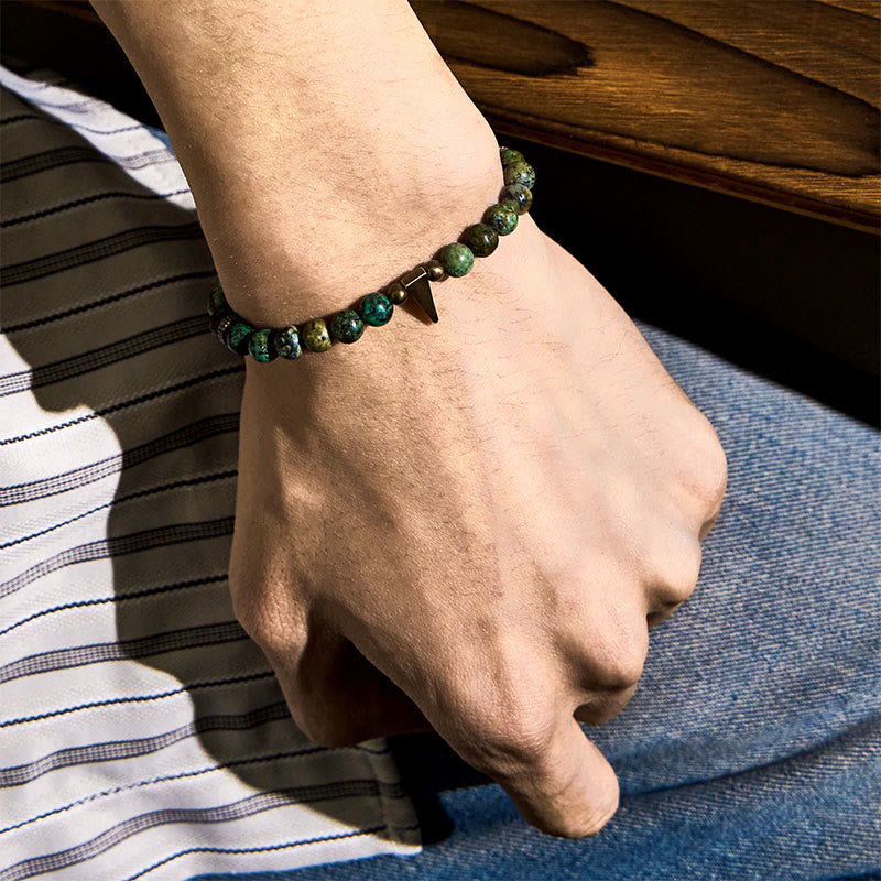 Pulsera de equilibrio de cobre turquesa con diseño desgastado vintage de Buddha Stones