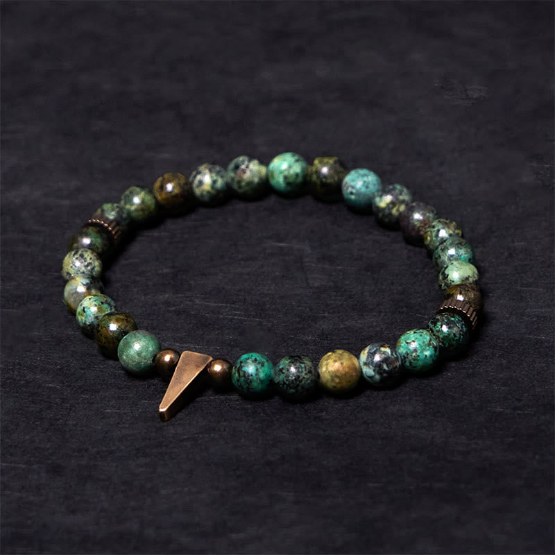Pulsera de equilibrio de cobre turquesa con diseño desgastado vintage de Buddha Stones