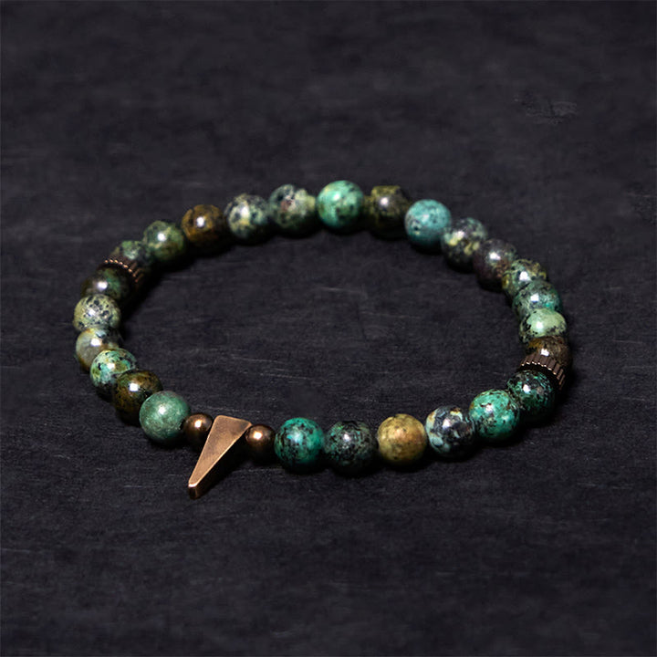 Pulsera de equilibrio de cobre turquesa con diseño desgastado vintage de Buddha Stones