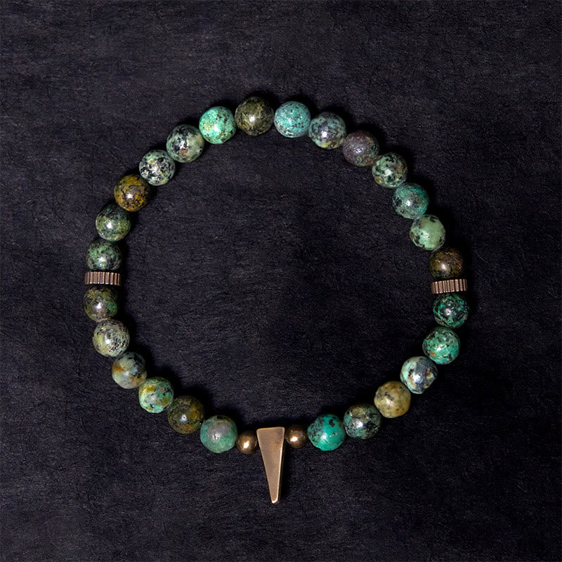 Pulsera de equilibrio de cobre turquesa con diseño desgastado vintage de Buddha Stones