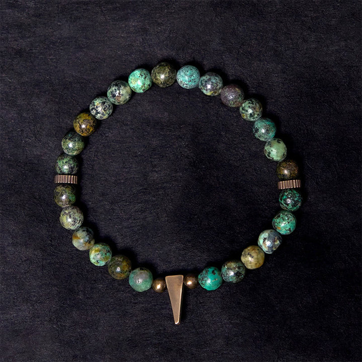 Pulsera de equilibrio de cobre turquesa con diseño desgastado vintage de Buddha Stones