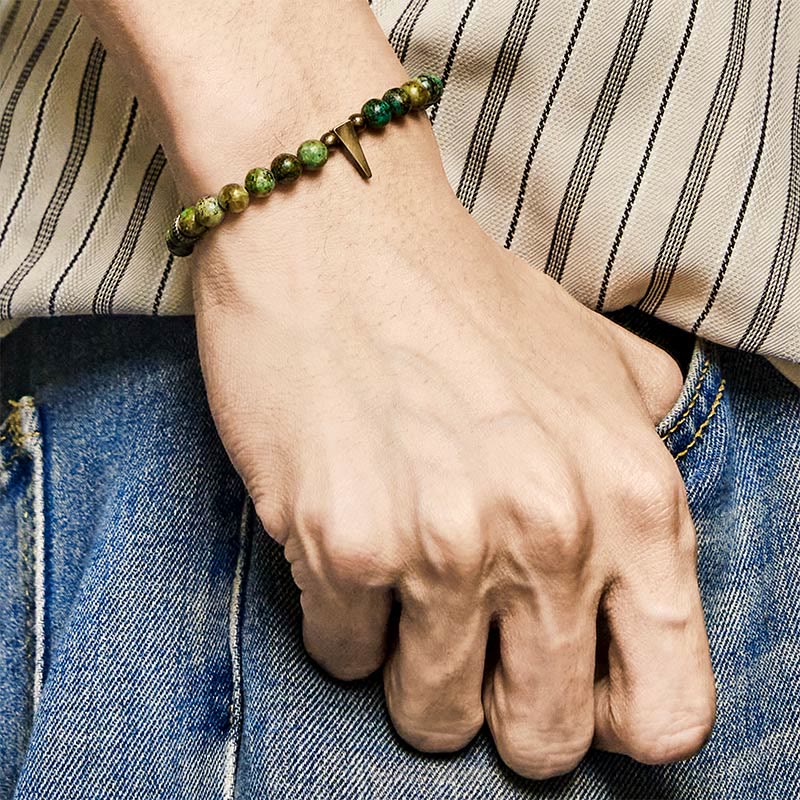 Pulsera de equilibrio de cobre turquesa con diseño desgastado vintage de Buddha Stones