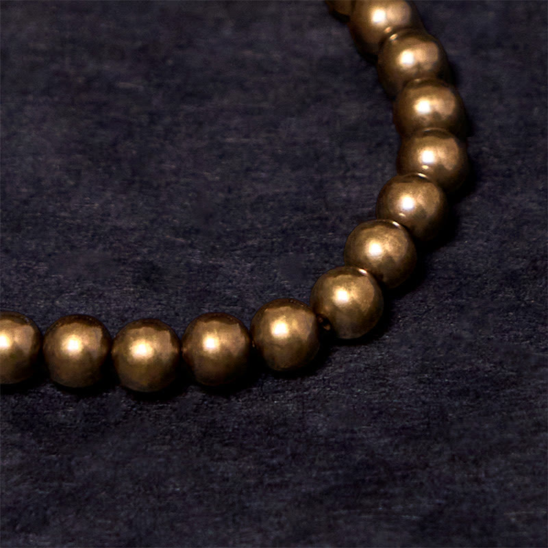 Pulsera de la suerte de latón y cobre puro retro con Buddha Stones