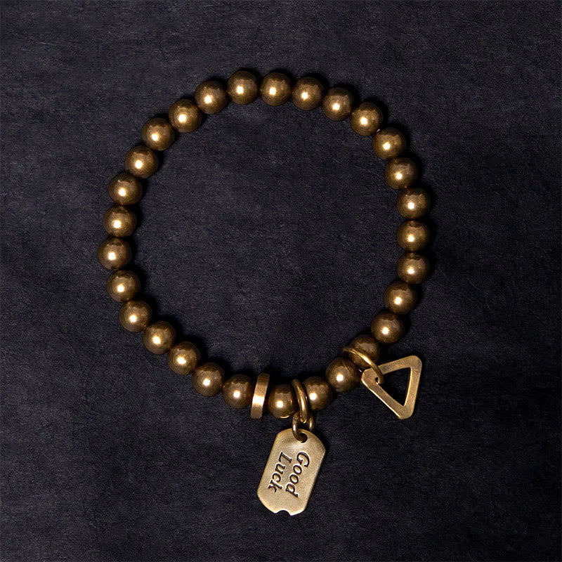 Pulsera de la suerte de latón y cobre puro retro con Buddha Stones