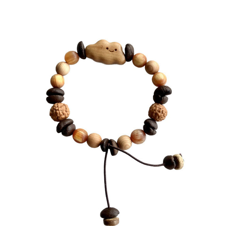 Pulsera de protección de sándalo con granos de café, nube irregular natural y Buddha Stones - image 7