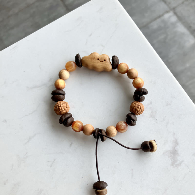 Pulsera de protección de sándalo con granos de café, nube irregular natural y Buddha Stones - image 2