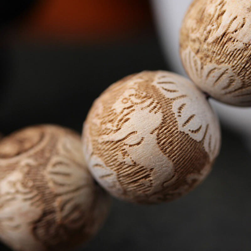 Pulsera de la paz con grabado de buey y yin yang, madera de ébano y madera de alcanfor con Buddha Stones - image 12