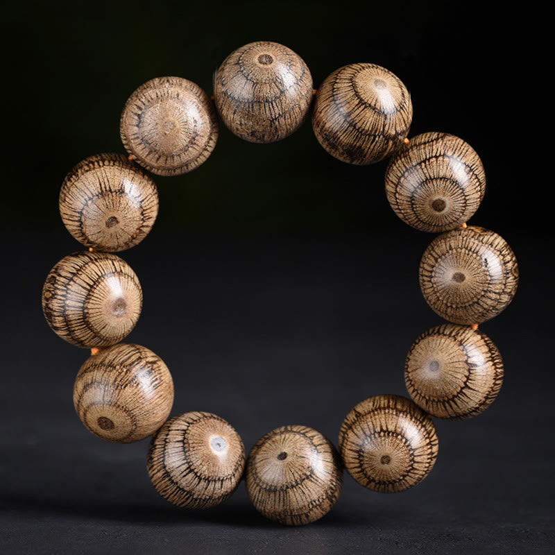 Pulsera protectora de cuentas de madera de gnetum con Buddha Stones - 20 mm (circunferencia de la muñeca 14-17 cm) - image 1