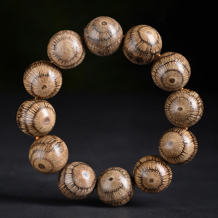 Pulsera protectora de cuentas de madera de gnetum con Buddha Stones - 20 mm (circunferencia de la muñeca 14-17 cm) - image 1