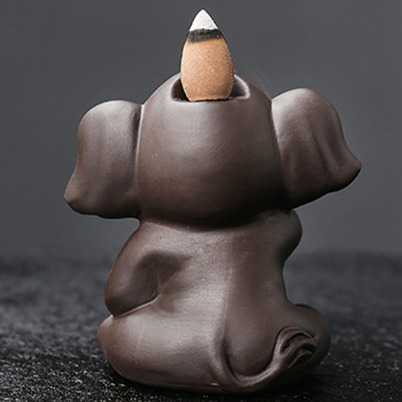 Quemador de incienso con reflujo de arcilla morada, diseño de elefante, Buddha Stones , para sanación y paz - image 9