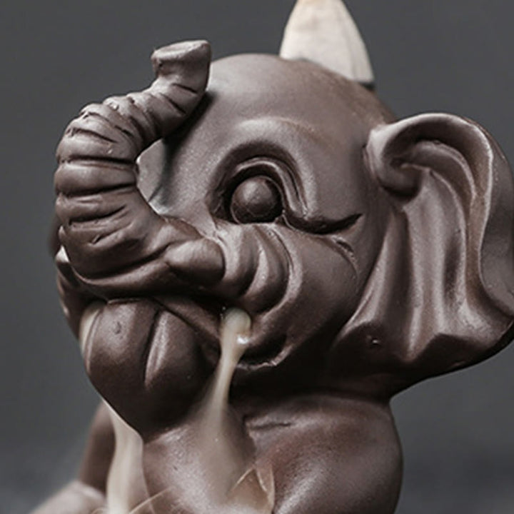 Quemador de incienso con reflujo de arcilla morada, diseño de elefante, Buddha Stones , para sanación y paz - image 32