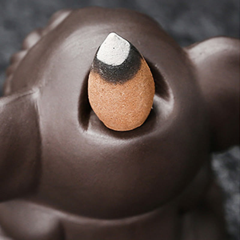 Quemador de incienso con reflujo de arcilla morada, diseño de elefante, Buddha Stones , para sanación y paz - image 26