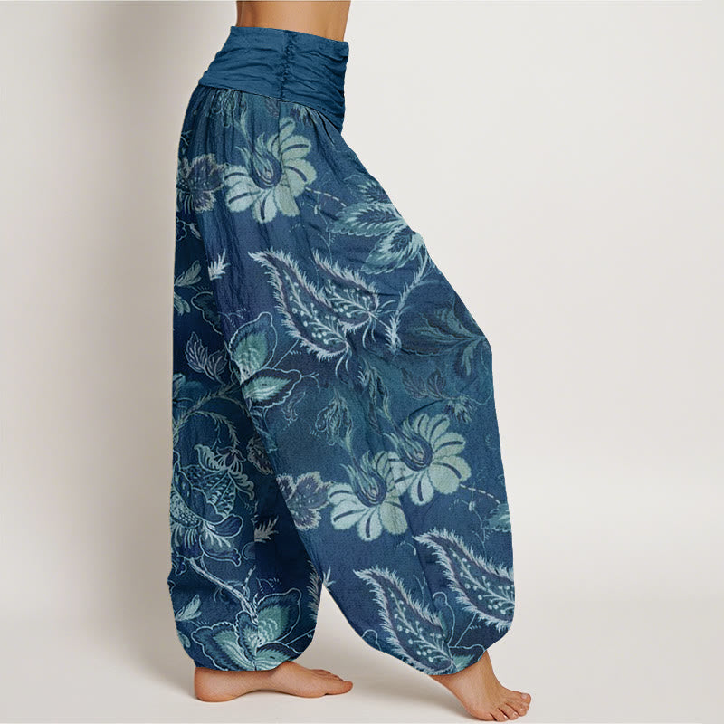 Pantalones harén con cintura elástica para mujer, informales, con estampado floral y Buddha Stones - image 6