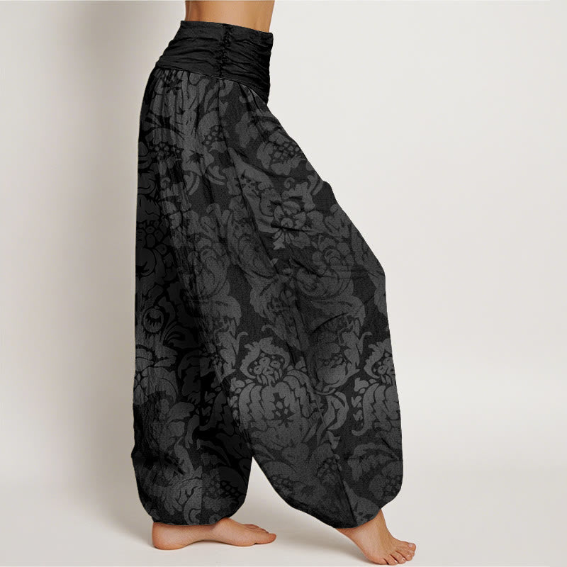 Pantalones harén con cintura elástica para mujer, diseño informal con hojas y flores y piedras de Buddha Stones - image 6