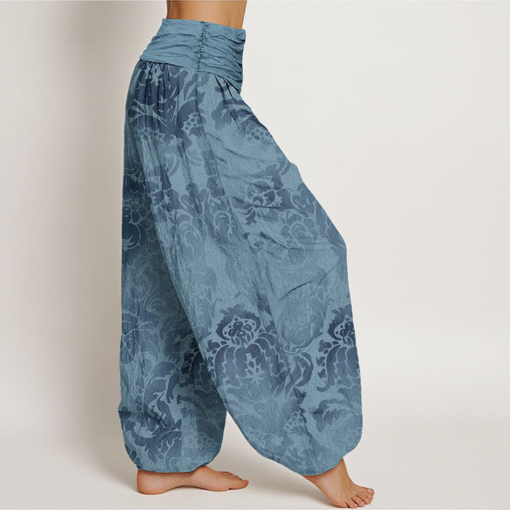 Pantalones harén con cintura elástica para mujer, diseño informal con hojas y flores y piedras de Buddha Stones - image 2
