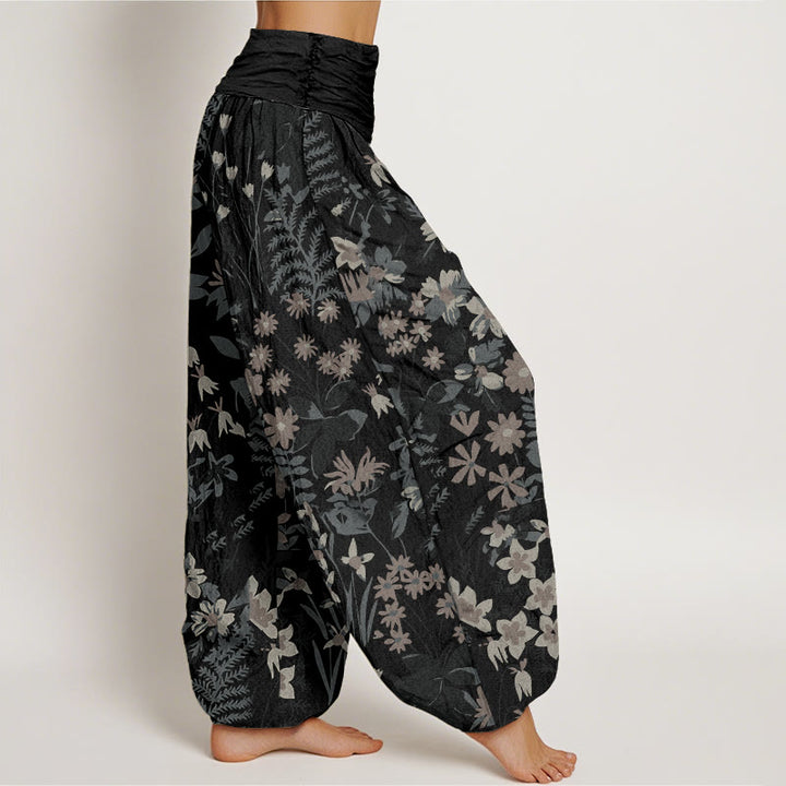Pantalones harén con cintura elástica para mujer, diseño informal con margaritas, flores y hojas de Buddha Stones - image 6