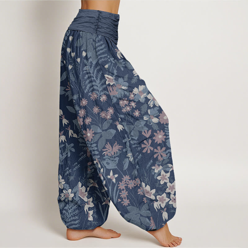 Pantalones harén con cintura elástica para mujer, diseño informal con margaritas, flores y hojas de Buddha Stones - image 9